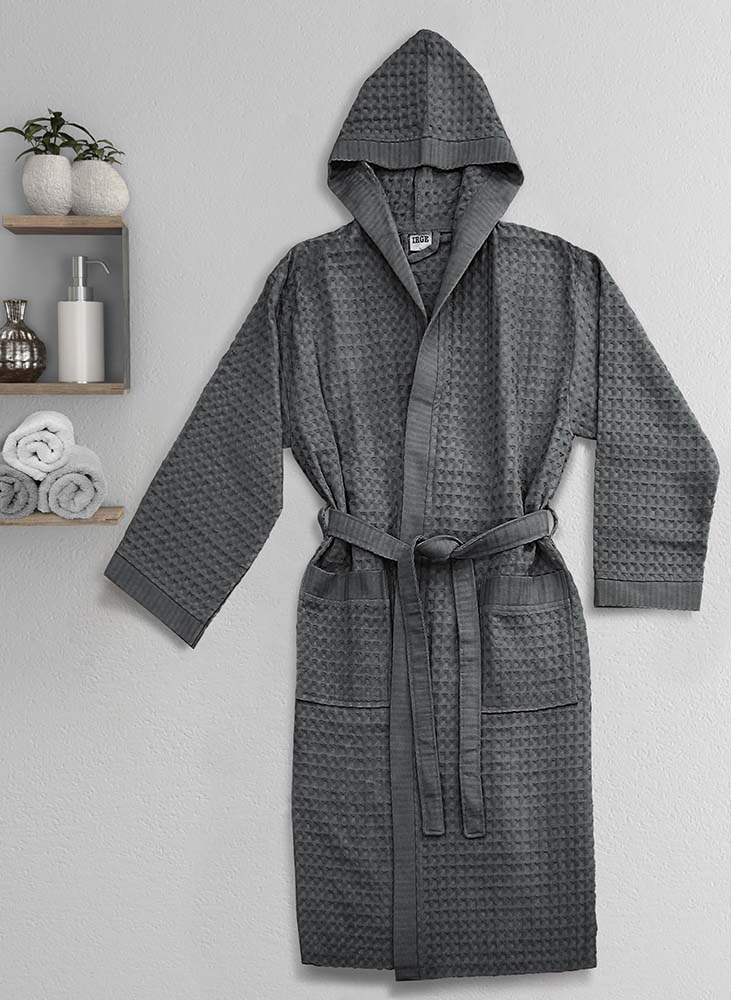 Accappatoio Nido D'ape Modello Waffle  - Vari Colori - Polvere Fuxia Royal Blu Grigio Lavanda - Image 3