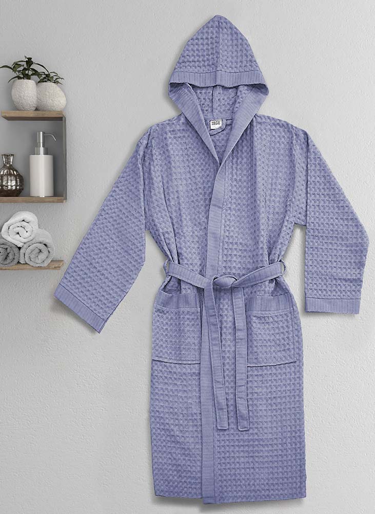 Accappatoio Nido D'ape Modello Waffle  - Vari Colori - Polvere Fuxia Royal Blu Grigio Lavanda - Image 4