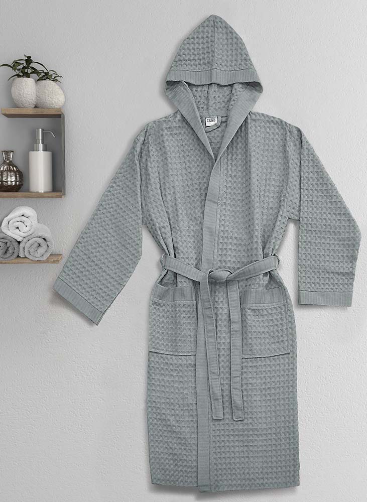 Accappatoio Nido D'ape Modello Waffle  - Vari Colori - Polvere Fuxia Royal Blu Grigio Lavanda - Image 5