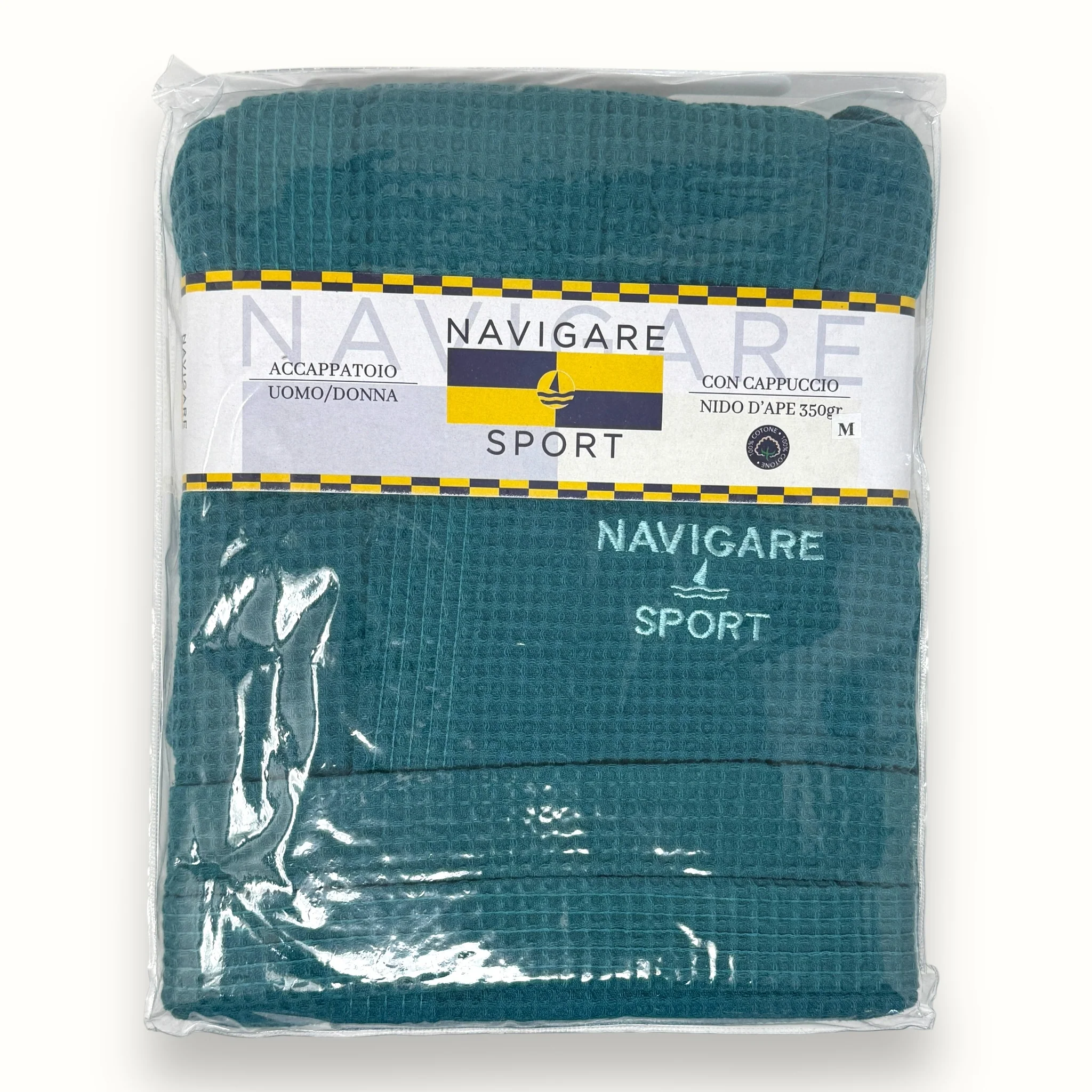 Navigare - Accappatoio Unisex Nido D'ape Con Cappuccio In Puro Cotone  Art. Nido11 - Image 3