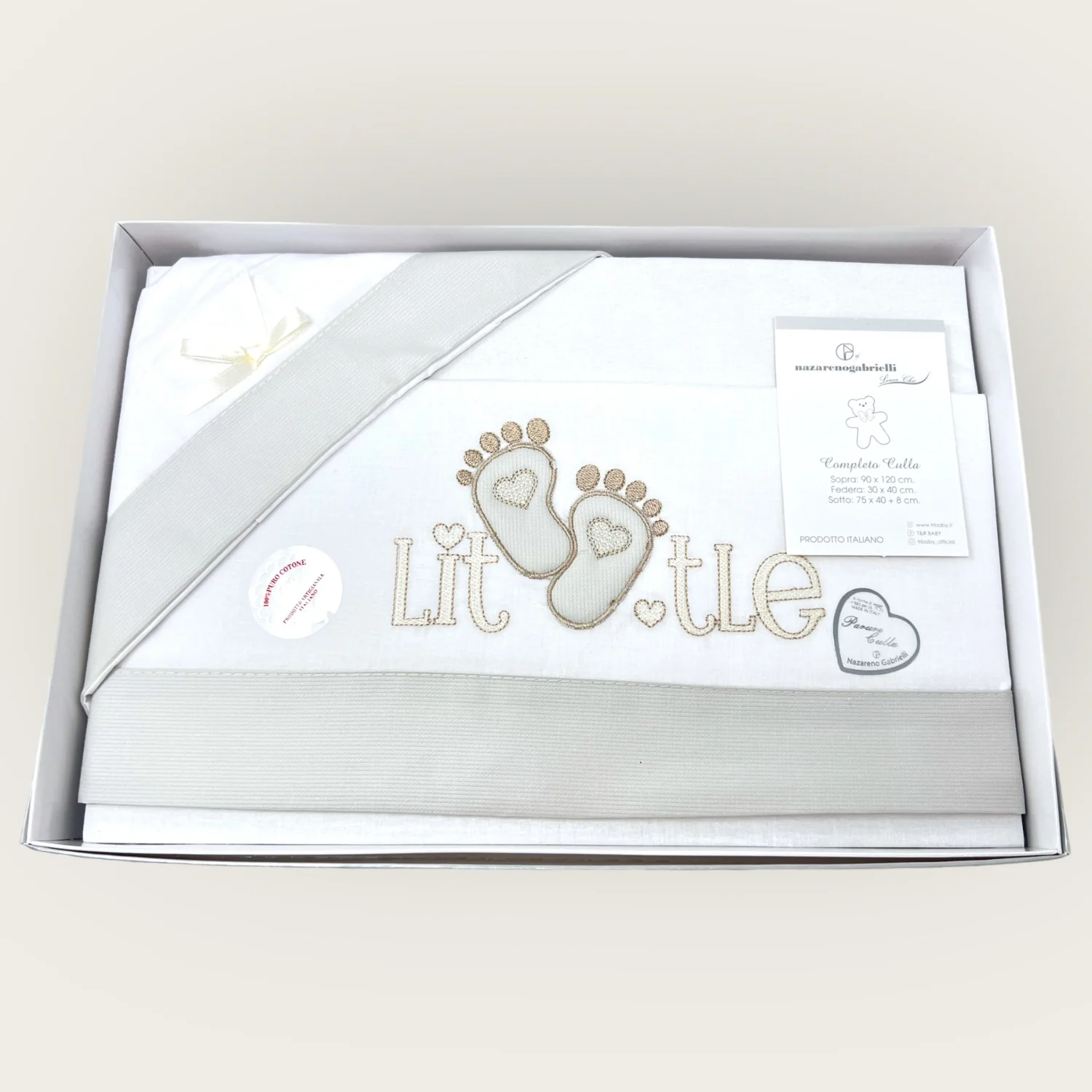 Nazareno Gabrielli Completo Lenzuola 3 Pezzi Carrozzina Ricamata 90x120 Art. Ng91-5 - Image 3