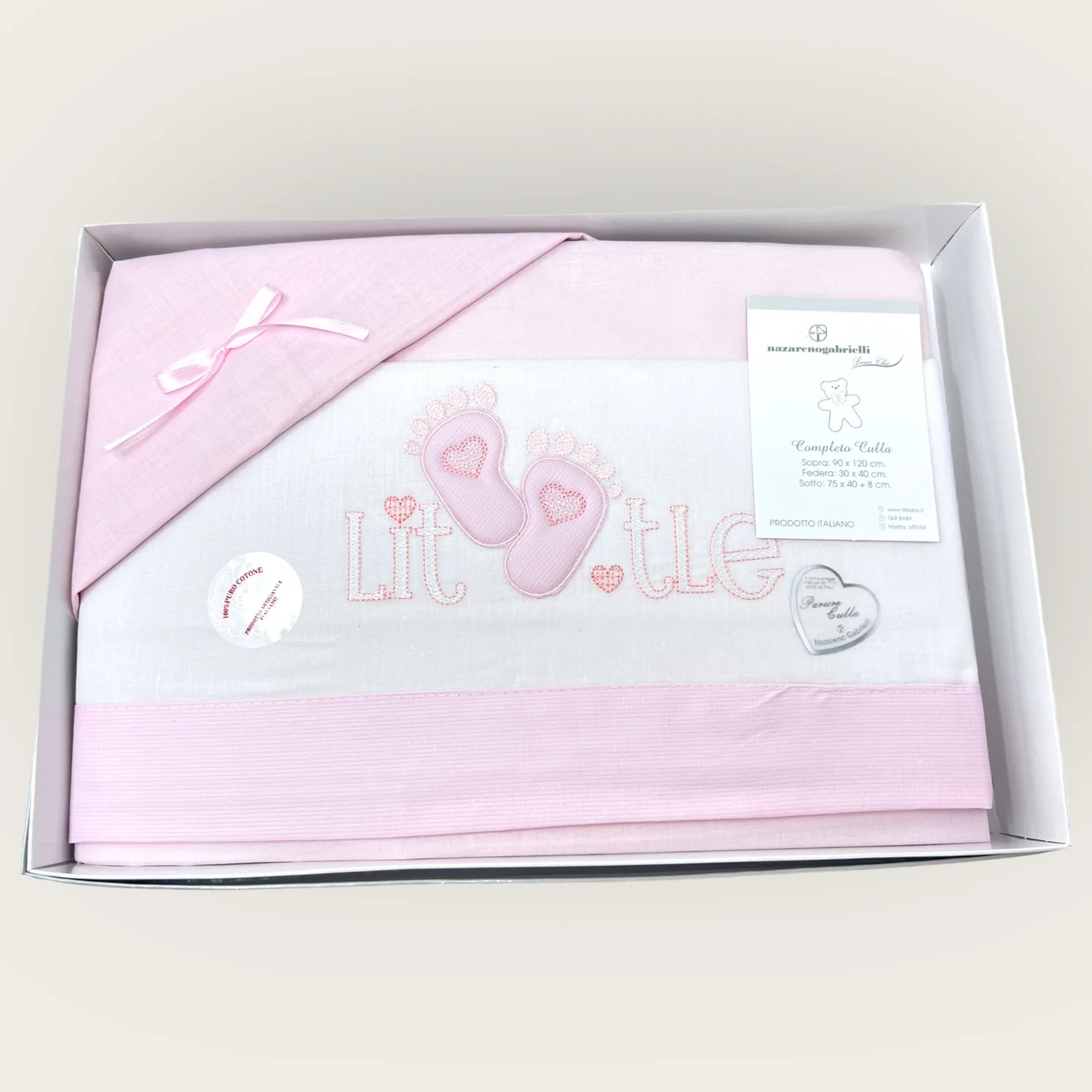 Nazareno Gabrielli Completo Lenzuola 3 Pezzi Carrozzina Ricamata 90x120 Art. Ng91-5 - Image 4