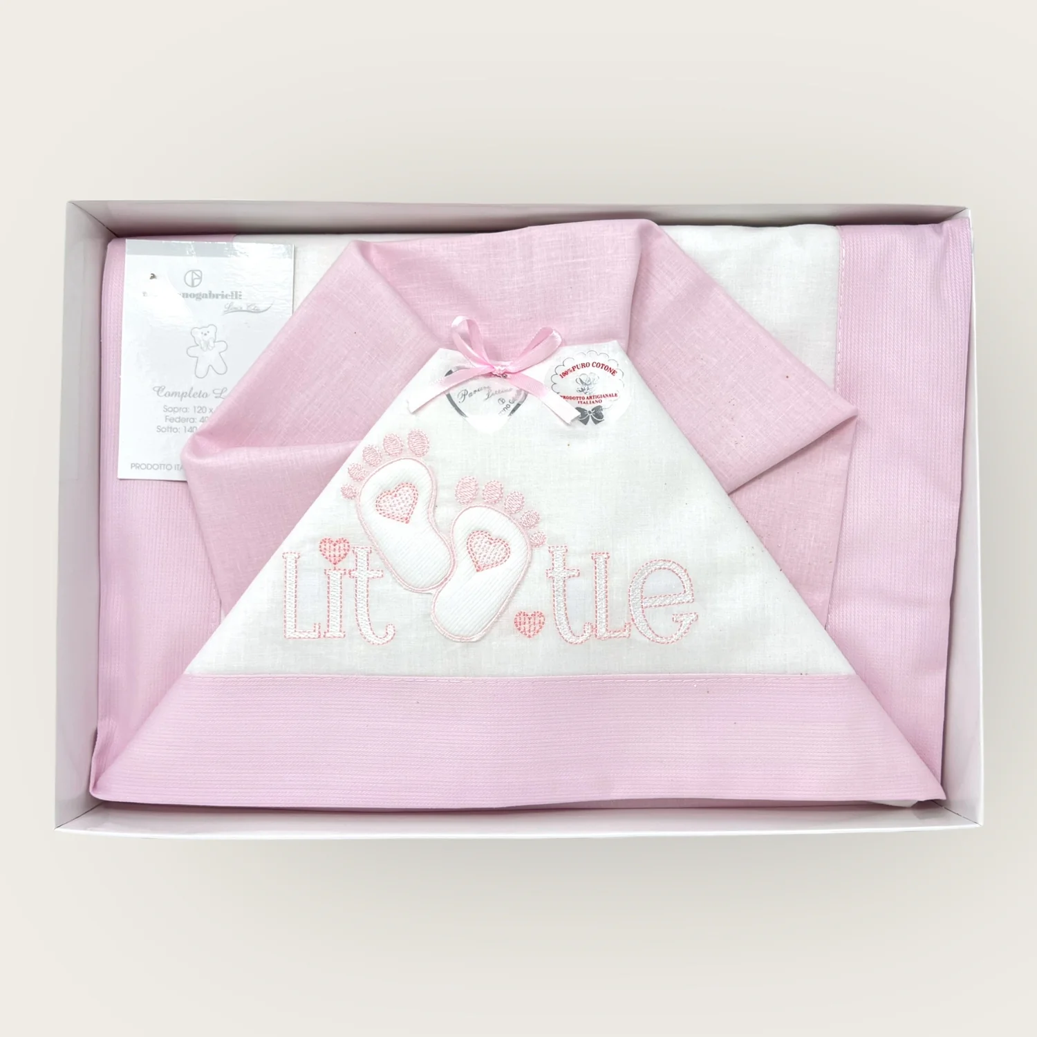 Nazareno Gabrielli Completo Lenzuola 3 Pezzi Lettino Ricamata 120x180 Art. Ng101-d5 - Image 3