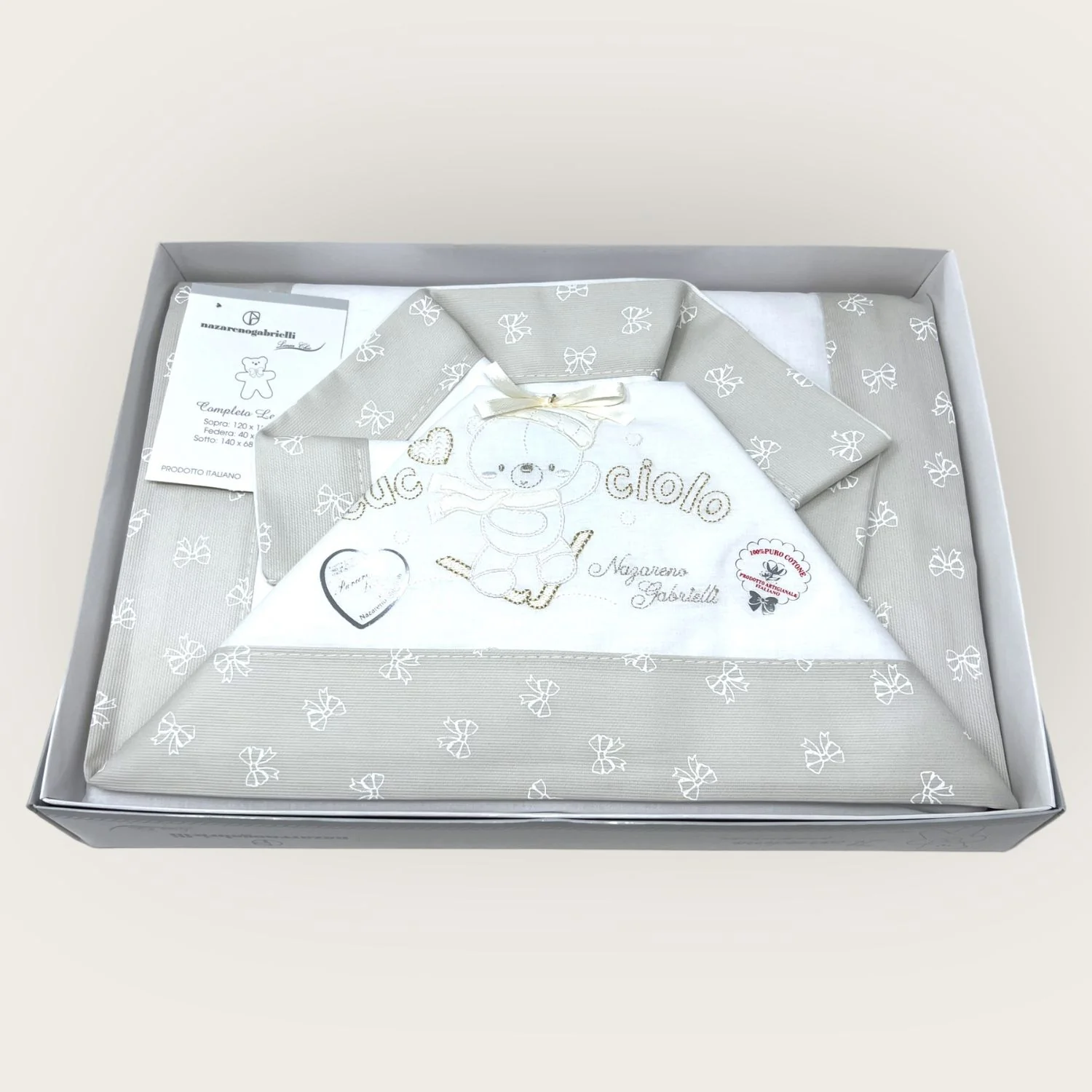 Nazareno Gabrielli Completo Lenzuola 3 Pezzi Lettino Ricamata 120x180 Art. Ng101-d6 - Image 3