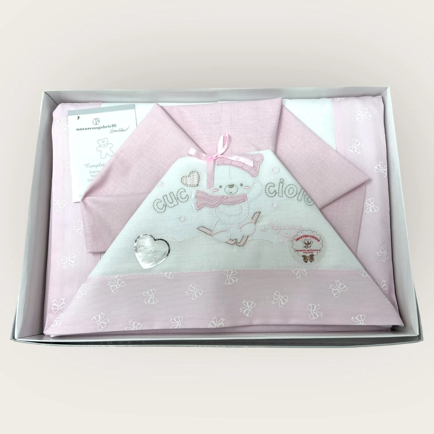 Nazareno Gabrielli Completo Lenzuola 3 Pezzi Lettino Ricamata 120x180 Art. Ng101-d6 - Image 4