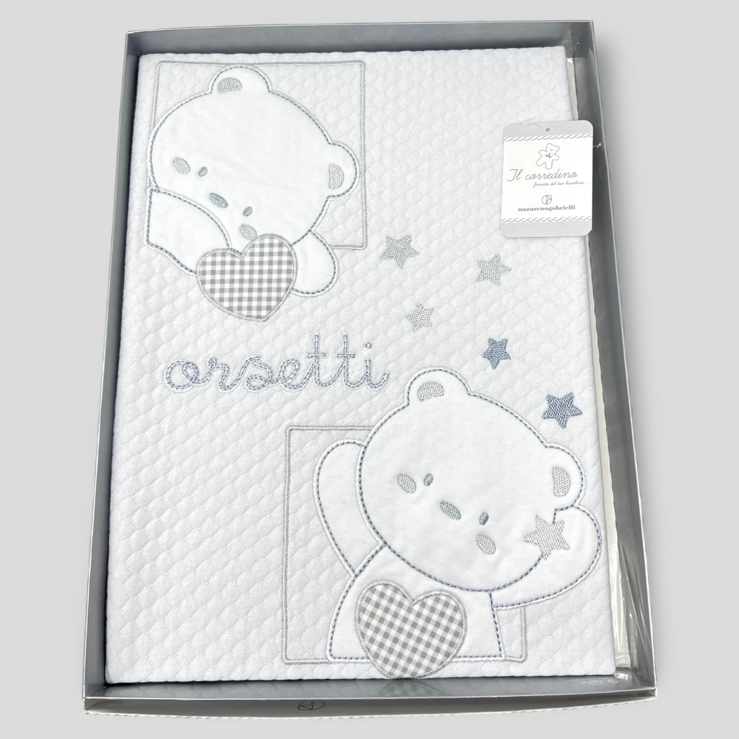 Nazareno Gabrielli Copertina Lettino In 100% Cotone Ricamo Orsetti Art. Ng520 Dis.3 - Image 3