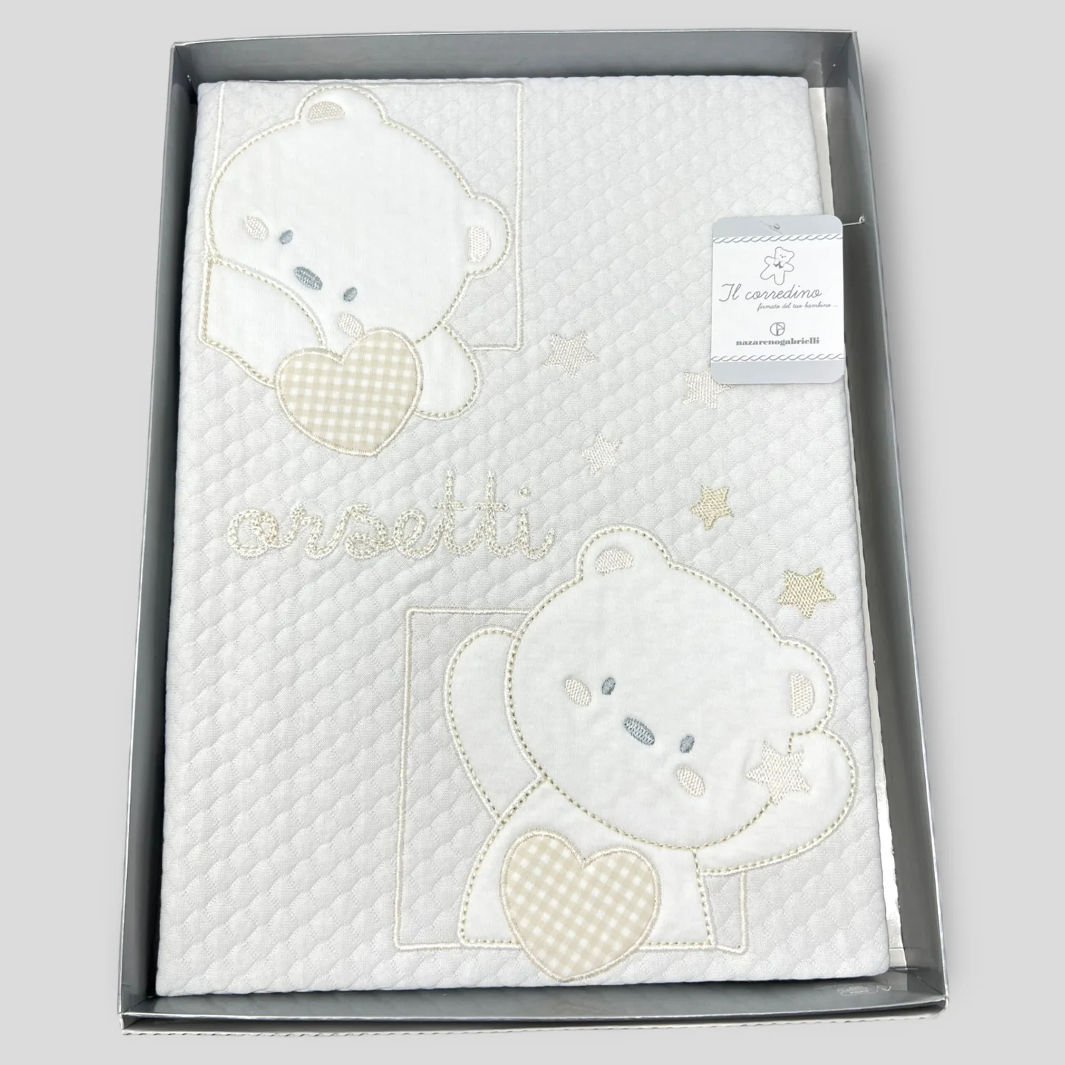 Nazareno Gabrielli Copertina Lettino In 100% Cotone Ricamo Orsetti Art. Ng520 Dis.3 - Image 4