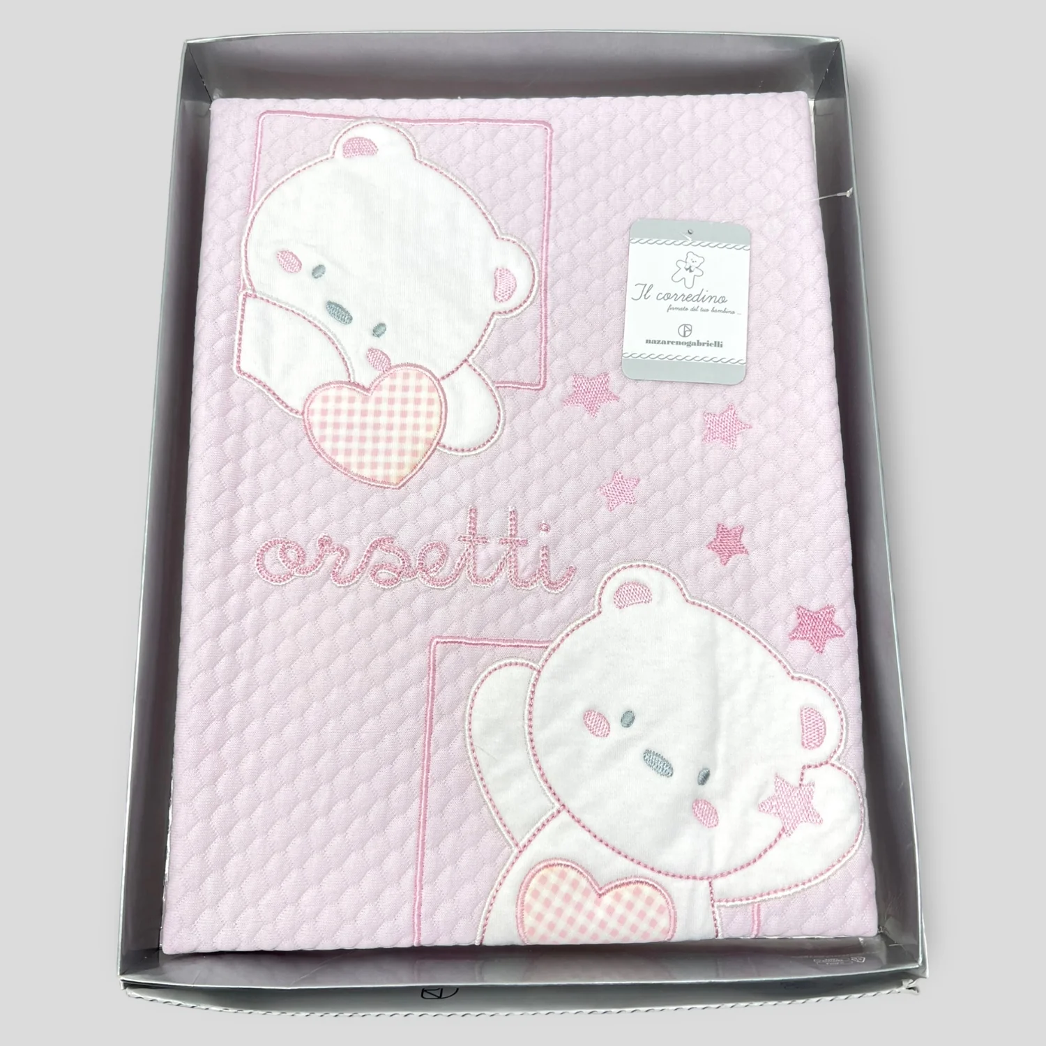 Nazareno Gabrielli Copertina Lettino In 100% Cotone Ricamo Orsetti Art. Ng520 Dis.3 - Image 5