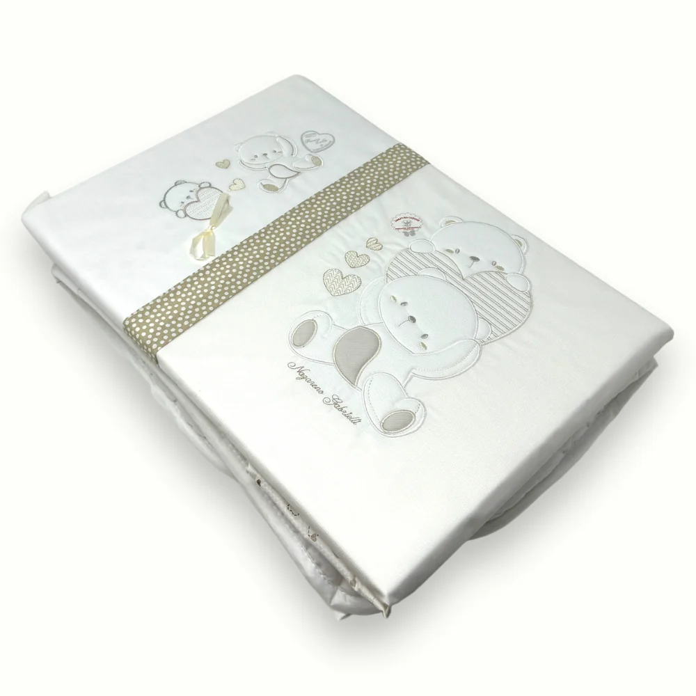 Nazareno Gabrielli Ng30021-2 Coordinato Culla 4 Pezzi Trapunta + Completo Adatto Per Next To Me 100% Cotone Ricamato Ng30021-33 - Image 3