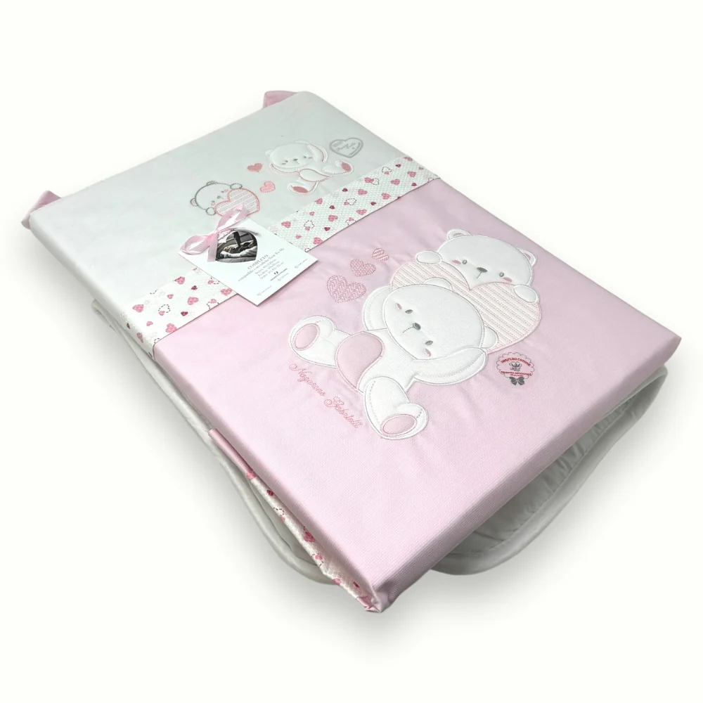 Nazareno Gabrielli Ng30021-2 Coordinato Culla 4 Pezzi Trapunta + Completo Adatto Per Next To Me 100% Cotone Ricamato Ng30021-33 - Image 4