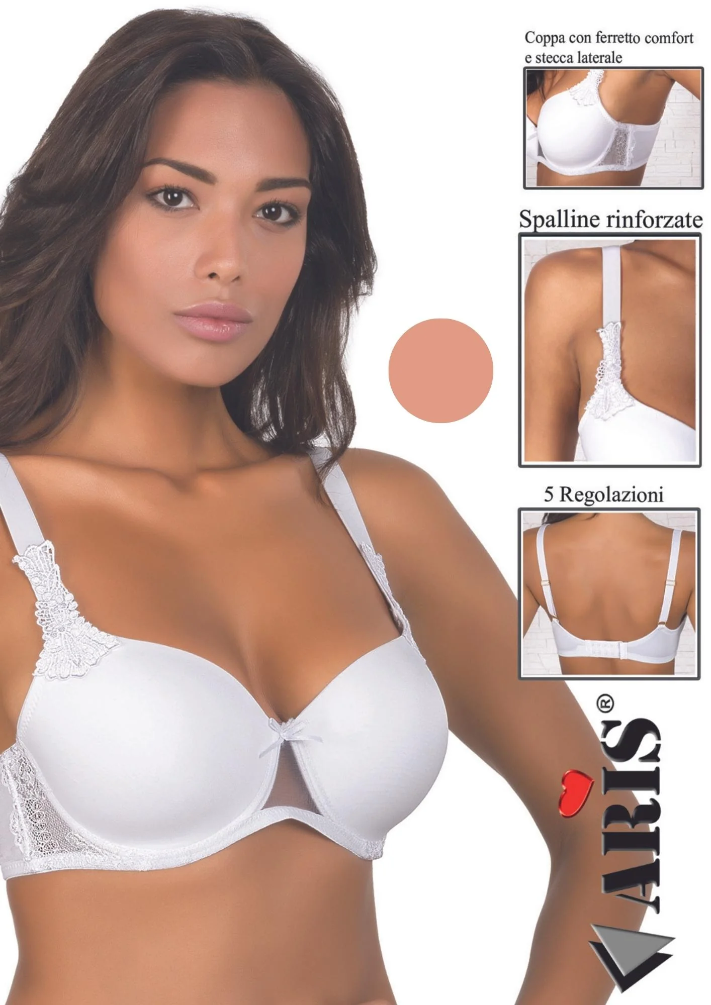 Reggiseno In Microfibra Coppa C Imbottita Con Inserto In Pizzo  Aris2005 - Image 3