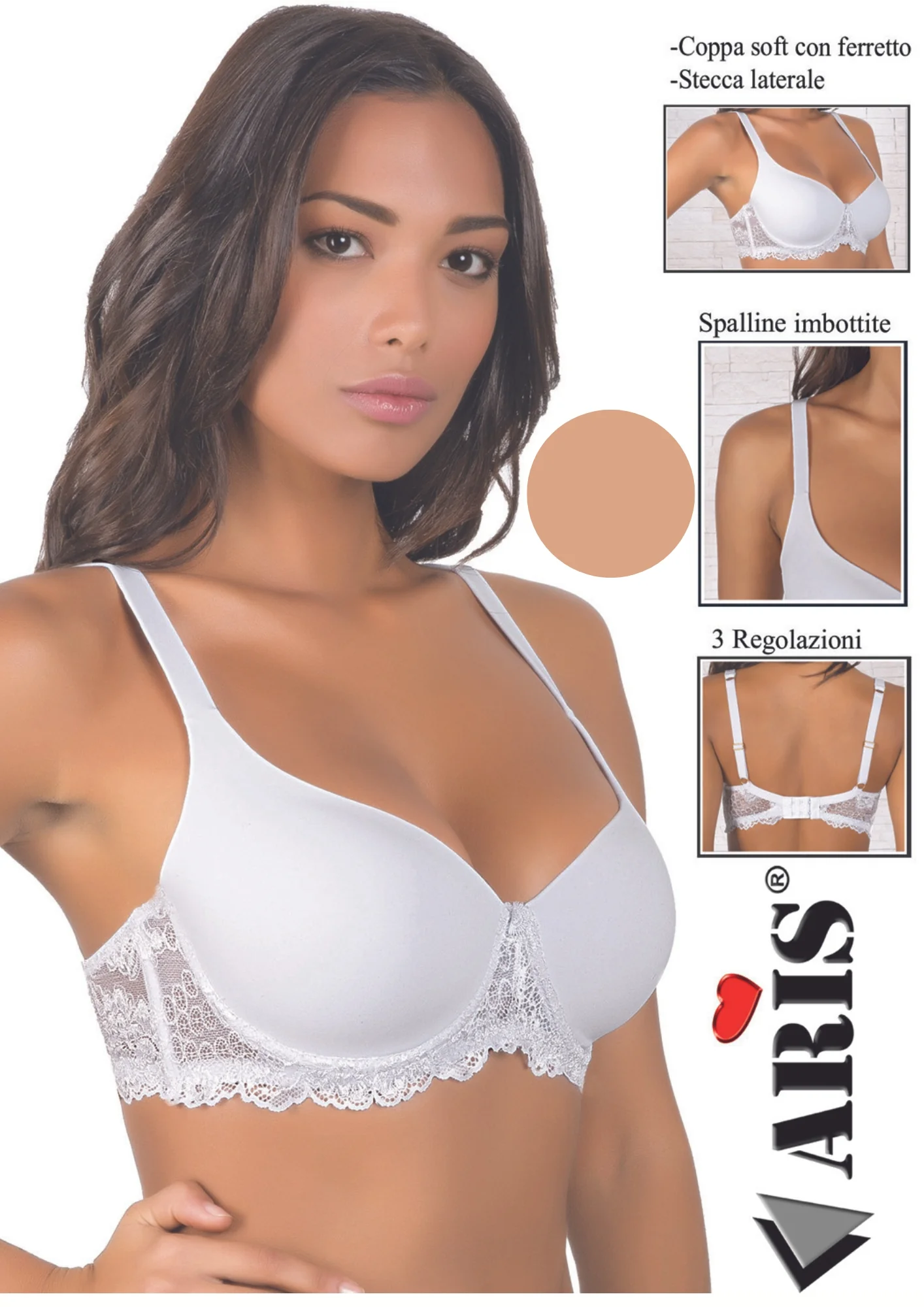 Reggiseno In Microfibra E Pizzo Coppa C Preformata Imbottita  Aris2008 - Image 3